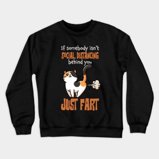If Somebody Isn't Social Distancing Behind You, Just Fart Funny Cat Crewneck Sweatshirt